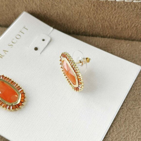 Kendra Scott Baguette Ellie Stud Earrings, Gold Red Mix - Picture 2 of 3